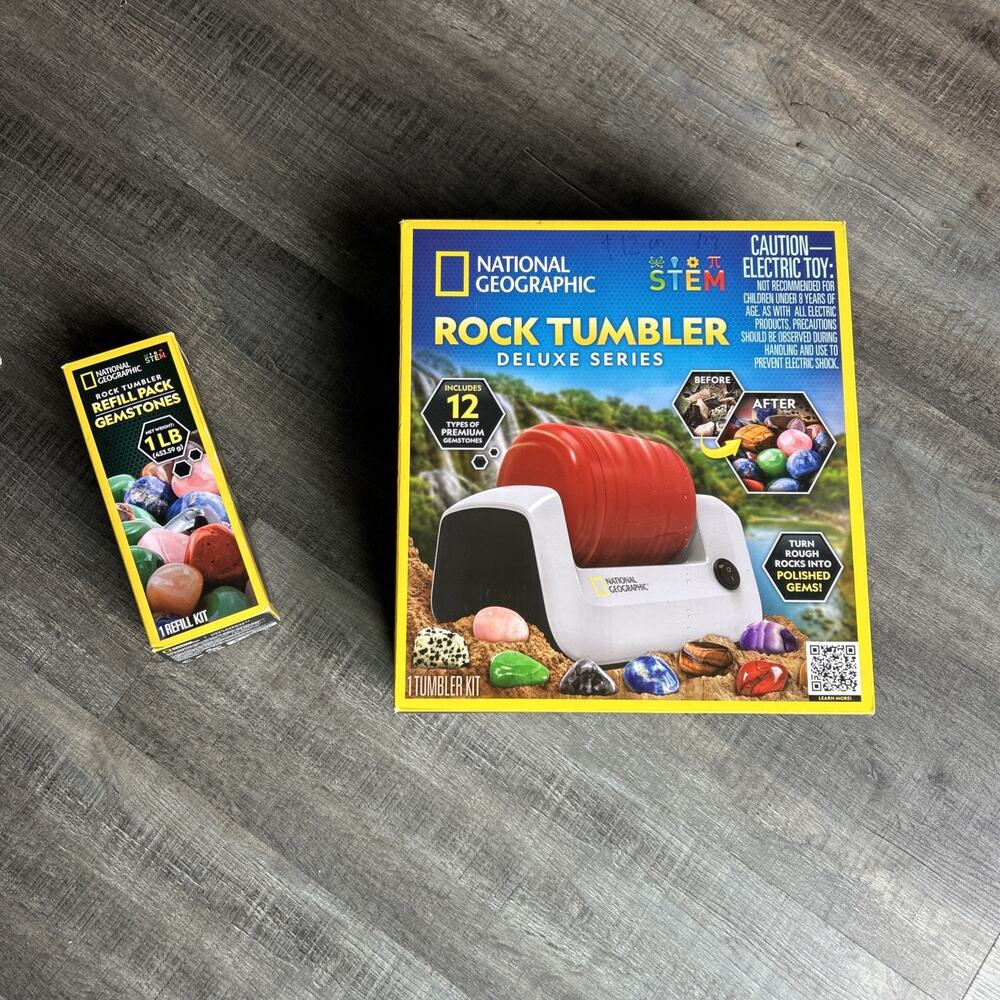 National Geographic Rock Tumbler Deluxe Series W/1 Pound Gemstone Refill Pack!